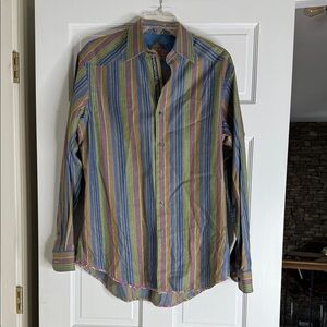 Robert Graham Multicolor Striped Button Down Shirt. Medium